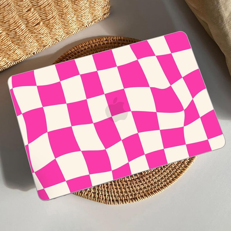 AKIT Compatible with MacBook Air 13 Inch Case M1 2022 2021 2020 A2337 A2179 A1932, Pattern Hard Laptop Shell Case+Screen Protector+Keyboard Cover for MacBook Air 13.3 Inch, Hot Pink Checkerboard - Image 4